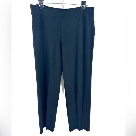 Eileen Fisher System Washable Stretch Crepe Straight Pants Sz S Black Pull On - Picture 2 of 10
